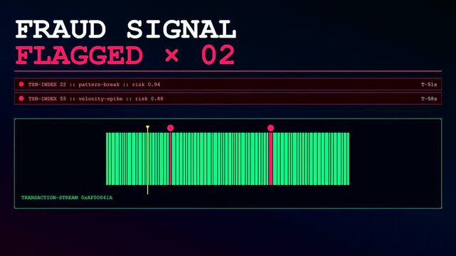 advanced digital anomaly detection system showing data security metrics on a computer monitor with bright green waveforms and red warning indicators