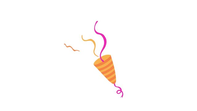 Party popper icon with colorful streamers for birthday celebration vector illustration isolated on white background