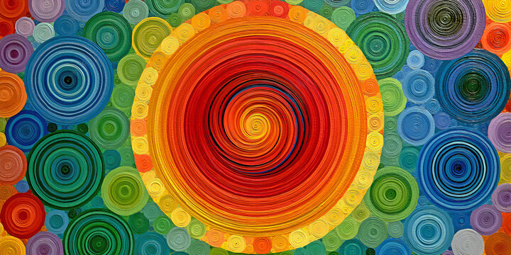 The Spiral That Glows in Every Color as Concentric Circles Pull the Eye Toward a Radiant Center, ai generated.