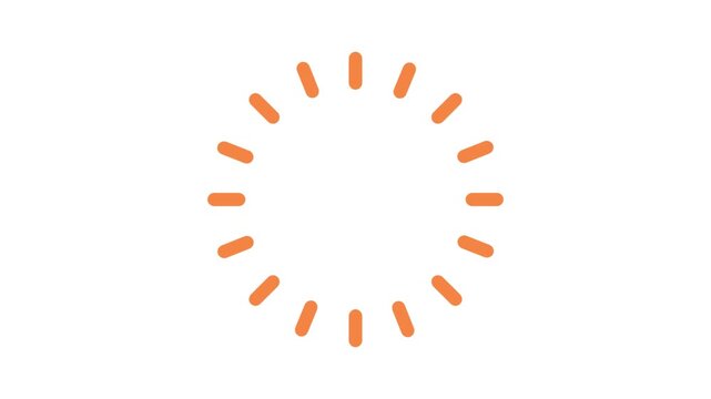 Minimal orange circular loading indicator progress bar icon design on white background for web interface