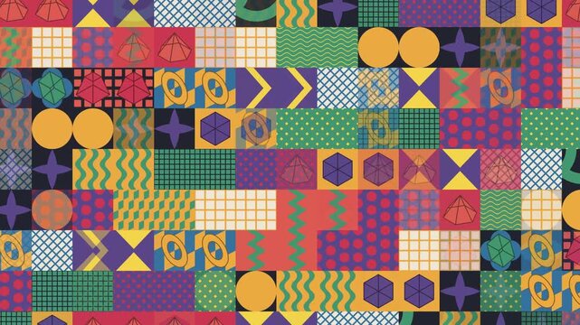Seamless isometric pattern loop in green, black, yellow - contemporary animated 4K motion background for video editing, social media and presentation