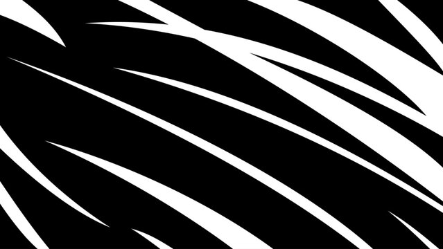 Abstract manga speed lines with curved motion streaks. Dynamic anime action background isolated on transparent background. Black and white comic vector effect.