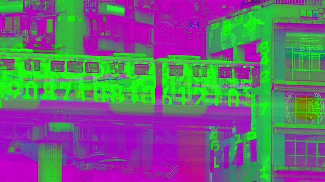 train enters liziba station inside a building on bridge in Chongqing china