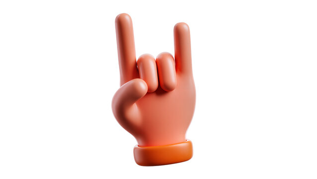 Isolated 3D hand making rock on gesture showing heavy metal sign or I love you symbol