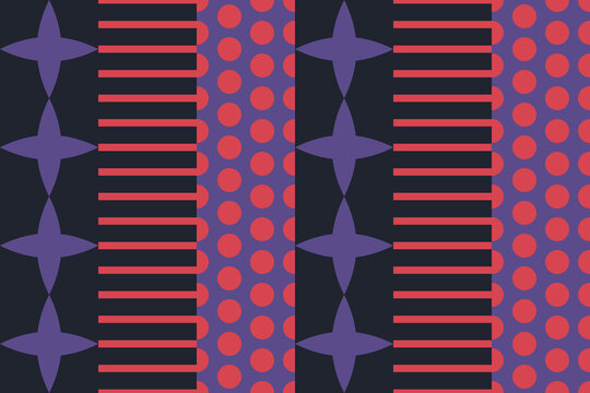 Seamless japanese pattern in purple, red, black - modern geometric background for wallpaper, textile and wrapping paper design