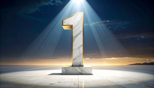 Number One Marble Trophy Under Spotlight Symbolizing Leadership and Victory