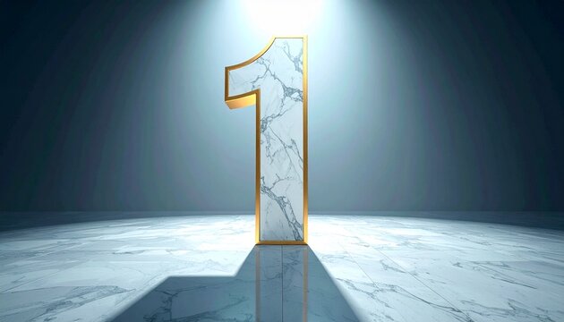 Number One Marble Trophy Under Spotlight Symbolizing Leadership and Victory