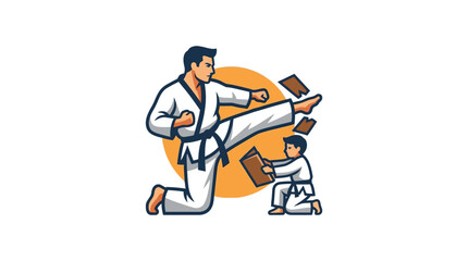 Man and boy in karate uniform. © Entri