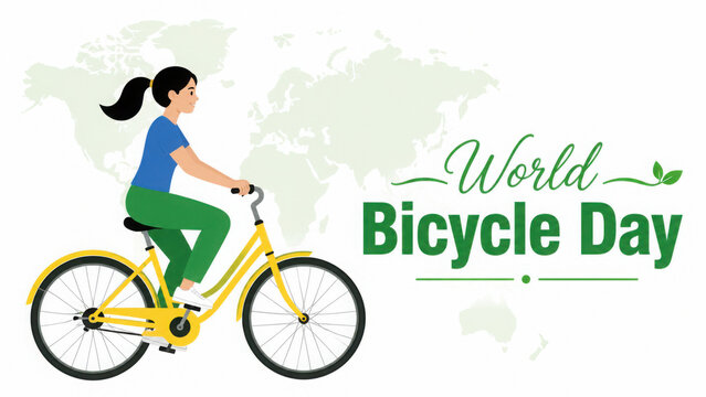 World Bicycle Day Typography Poster Vector