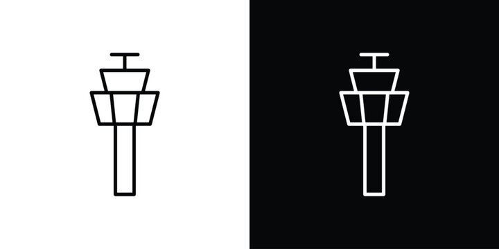 Control Tower icon line art symbols set