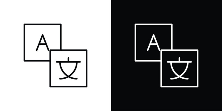 Translate icon line art symbols set