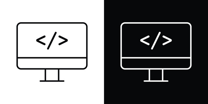 Web development icon line art symbols set
