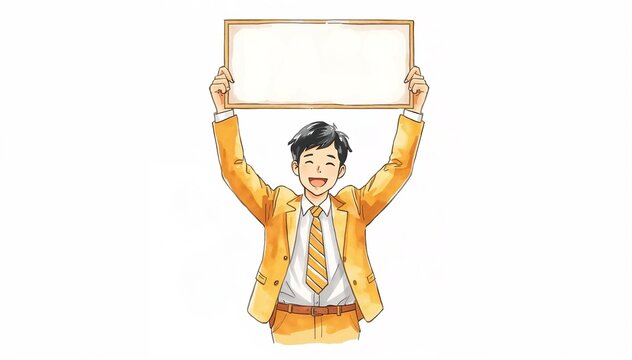フリップを持った学生のイラストデザイン3 - 1