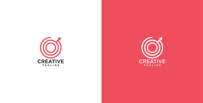 Minimalist concentric circle logo with upward arrow for modern business strategy and creative growth concepts