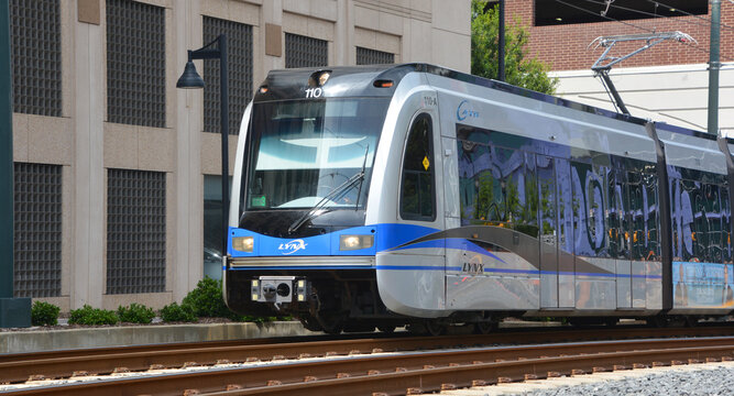 CHARLOTTE NC USA:  LYNX Blue Line of The Charlotte Area Transit System, commonly referred to as CATS, is the public transit system. It operates bus and rail of Charlotte metropolitan area. 