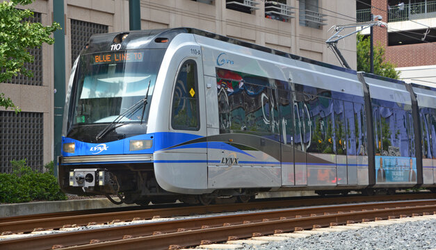 CHARLOTTE NC USA:  LYNX Blue Line of The Charlotte Area Transit System, commonly referred to as CATS, is the public transit system. It operates bus and rail of Charlotte metropolitan area. 