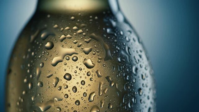 Water Droplets on Chilled Bottle of White Wine, Refreshing Full HD Macro Background