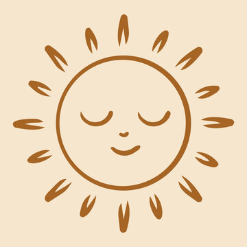 Sleeping sun face vector icon