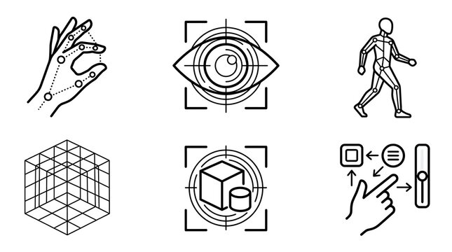 Biometrics and Motion Tracking Vector Icon Set