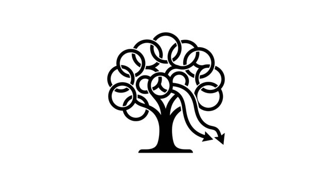 Interconnected rings forming tree symbol