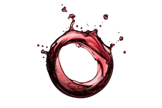 Dark red wine splash forming a circular ring