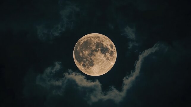 Moon satellite footage with black copy space. Moonlight 4k Video of spinning Moon.