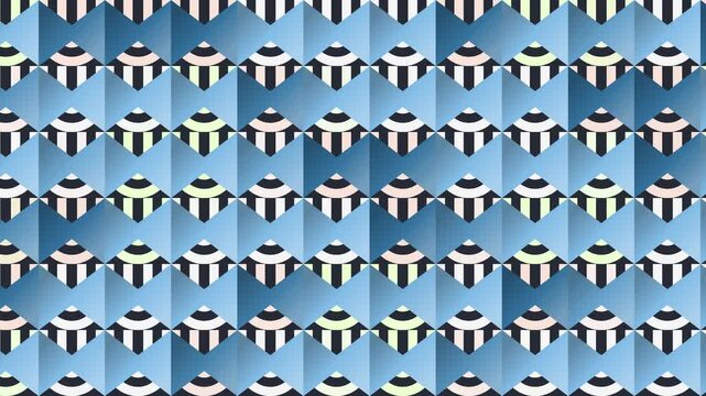 Seamless abstract pattern loop in black, white, sky blue - modern animated 4K motion background for video editing, social media and presentation