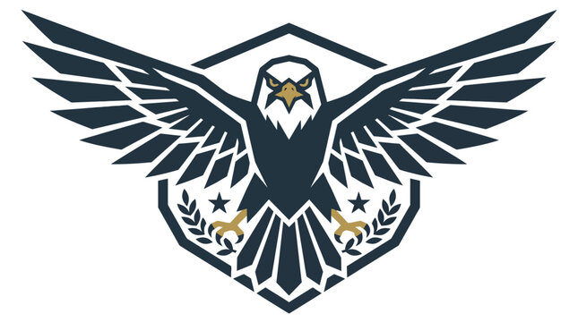 Eagle emblem wings spread shield icon