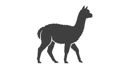 Obraz premium Silhouette of a walking llama against a white background
