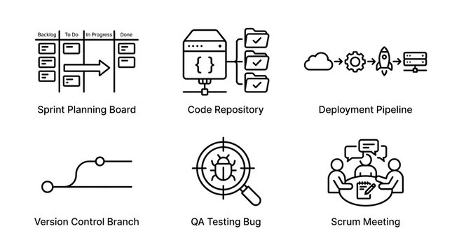 Software Development and Agile Project Management Icon Set
