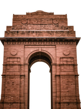 Isolated India Gate historical monument in New Delhi, an iconic architectural archway