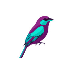 Obraz premium Stylized Purple and Turquoise Bird Vector Illustration Isolated on White