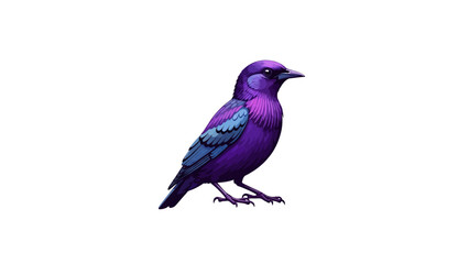 Fototapeta premium Vibrant Purple Bird Illustration Isolated on White Background
