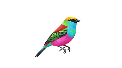 Fototapeta premium Colorful Tropical Bird Digital Illustration Isolated on White