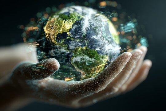 Sustaining peace through art: hands holding our world in chalk.
