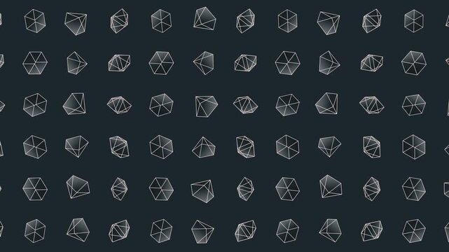Seamless geometric pattern loop in black - decorative animated 4K motion background for video editing, social media and presentation