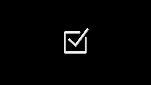 Approval Symbol Animation Square with Tick, Flat Design Check Mark in Square Outline Animation, Check mark animation in a green circle. Isolated on a white background.