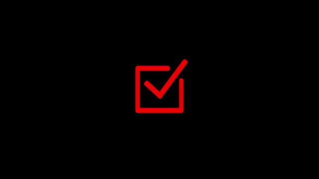 Approval Symbol Animation Square with Tick, Flat Design Check Mark in Square Outline Animation, Check mark animation in a green circle. Isolated on a white background.