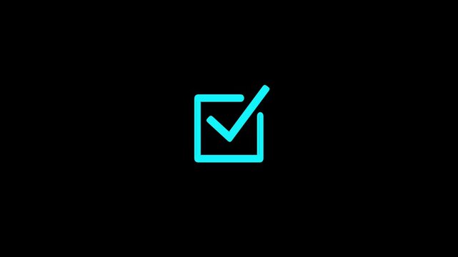 Approval Symbol Animation Square with Tick, Flat Design Check Mark in Square Outline Animation, Check mark animation in a green circle. Isolated on a white background.