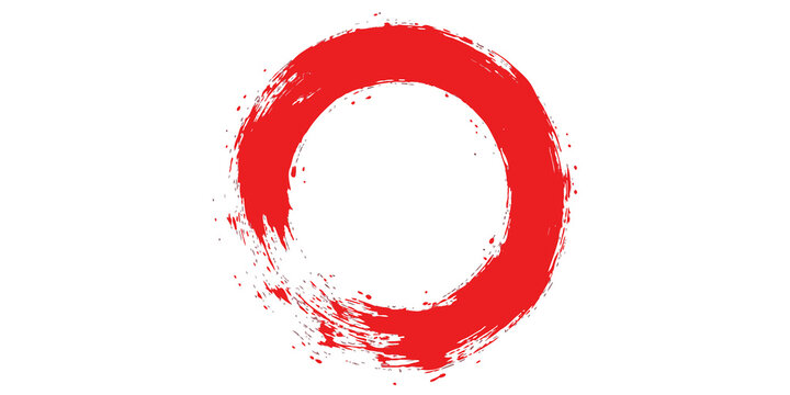 Red brush stroke enso circle vector illustration