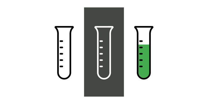 Test tube icons with green liquid vector illustration
