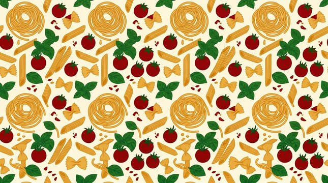 Seamless pasta pattern in Italian kitchen style