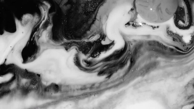Monochrome Marble Flow. 4K Abstract Black White Liquid Texture for OLED Display, Luxury Branding and Modern Design, 2160p