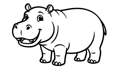 Obraz premium Big Hippopotamus Coloring Book Outline Vector Illustration