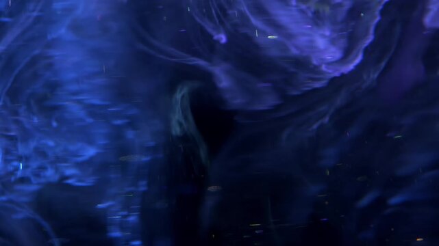 Dark Blue Fluid Motion. 4K Abstract Liquid Background for OLED Screen, Website Header and Premium Branding, 2160p