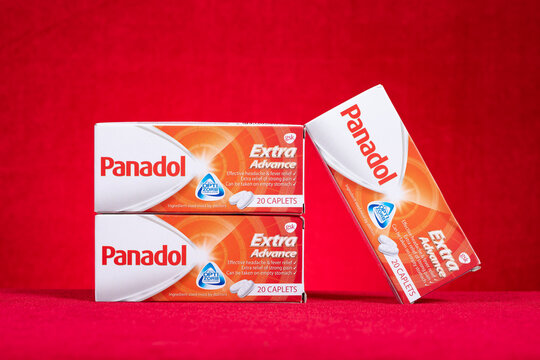 ZHONGSHAN China-June 21 2026: Panadol Extra Advance pain relief caplet medicine packaging boxes.