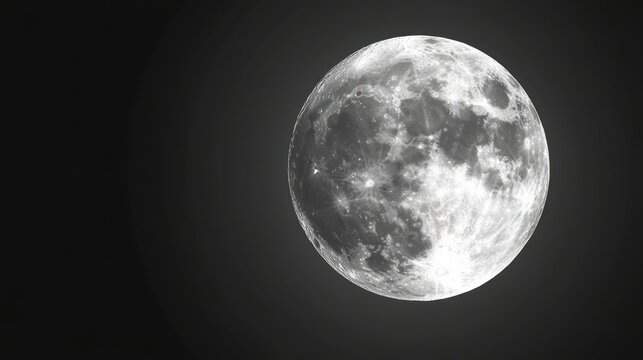 Realistic big full moon on transparent background