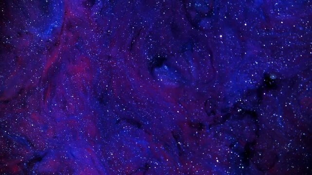 4K Abstract Galaxy Texture Background. Purple Blue Cosmic Liquid with Glitter Particles, 2160p