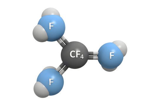 3D Molecular Structure of Carbon Tetrafluoride Chemical Compound with Fluorine Atoms