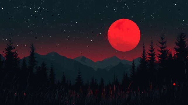 Red moon isolated with background